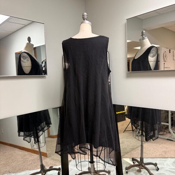 Black Mesh Asymmetrical Dress - Picture 4 of 5